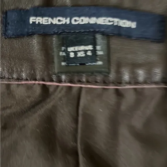 New FRENCH CONNECTION Abri Mini Leather Wrap Skirt Brown Asymmetrical size 4