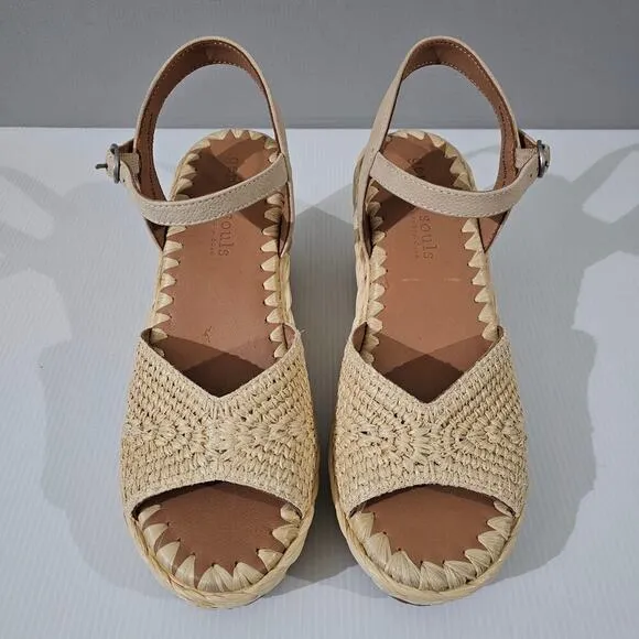 NEW Gentle Souls Nomi Raffia Sandal Size 9.5 Natural Wedge Espadrille
