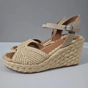 NEW Gentle Souls Nomi Raffia Sandal Size 9.5 Natural Wedge Espadrille