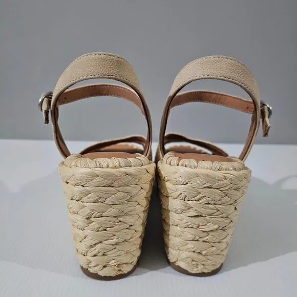 NEW Gentle Souls Nomi Raffia Sandal Size 9.5 Natural Wedge Espadrille