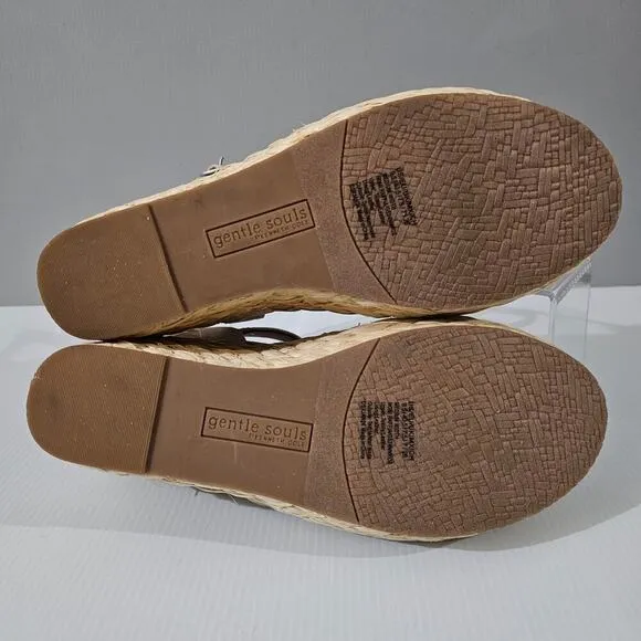 NEW Gentle Souls Nomi Raffia Sandal Size 9.5 Natural Wedge Espadrille