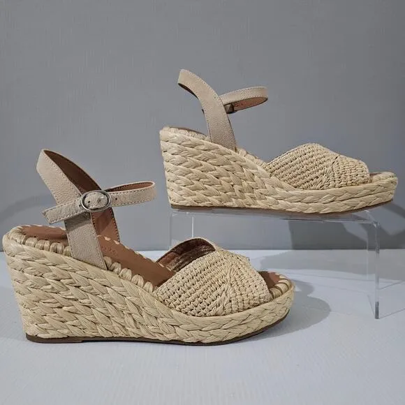 NEW Gentle Souls Nomi Raffia Sandal Size 9.5 Natural Wedge Espadrille