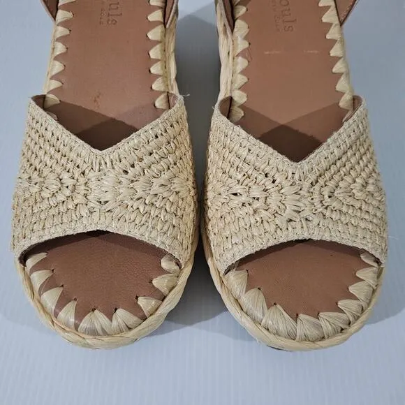 NEW Gentle Souls Nomi Raffia Sandal Size 9.5 Natural Wedge Espadrille