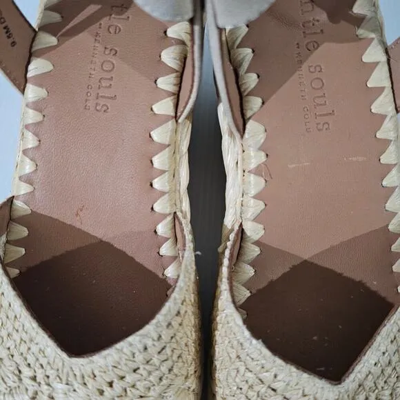 NEW Gentle Souls Nomi Raffia Sandal Size 9.5 Natural Wedge Espadrille