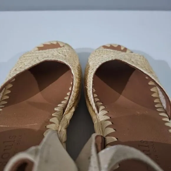 NEW Gentle Souls Nomi Raffia Sandal Size 9.5 Natural Wedge Espadrille