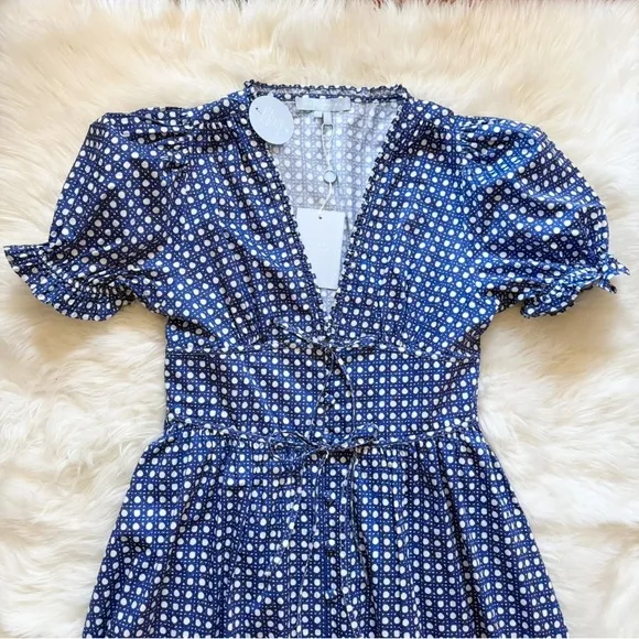 New! HILL HOUSE Sabrina in Blue Basketweave Cotton Sateen