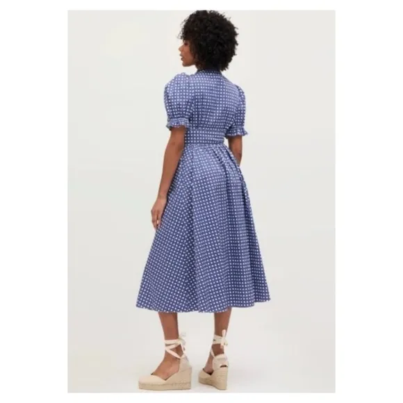 New! HILL HOUSE Sabrina in Blue Basketweave Cotton Sateen