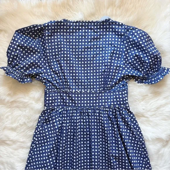 New! HILL HOUSE Sabrina in Blue Basketweave Cotton Sateen