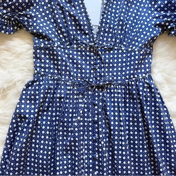 New! HILL HOUSE Sabrina in Blue Basketweave Cotton Sateen