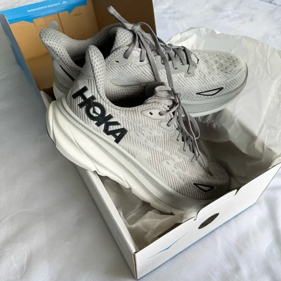 New! HOKA Gray Running Shoes, Clifton 9, Size 9D Men
