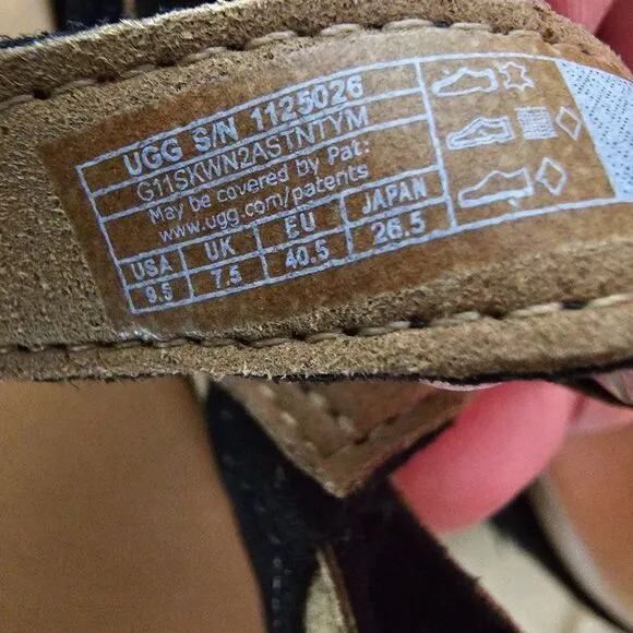 NEW IN BOX UGG NEUSCH BLACK GENUINE LEATHER PLATFORM SANDALS SIZE 9.5