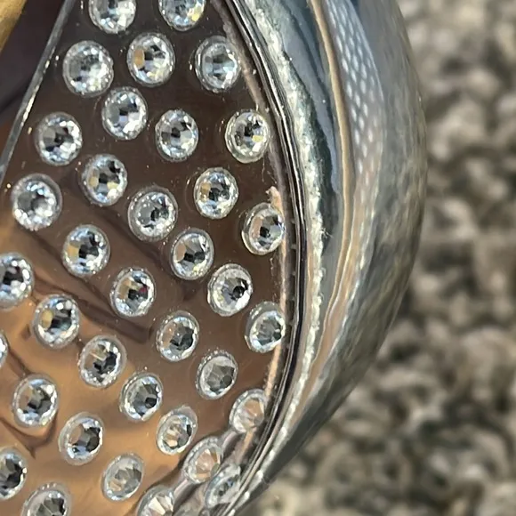 New INC Zitah heels Size 8W Clear Vinyl Rhinestone Silver 3 inch Heels 8 wide