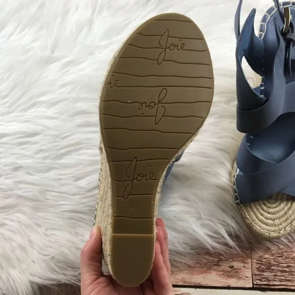 NEW Joie kaelyn espadrilles wedge sandals blue