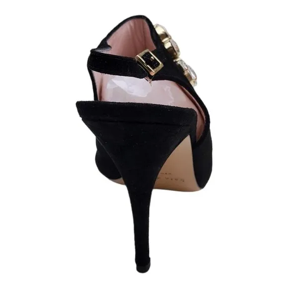 NEW Kate Spade Farrow Suede Slingback Peep Toe Women's Dress Heels Shoes Sz 9