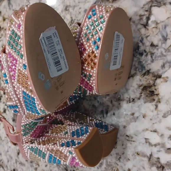 NEW Kurt Geiger London Kensington Glitz Rainbow Rhinestone Platform Sandals 38
