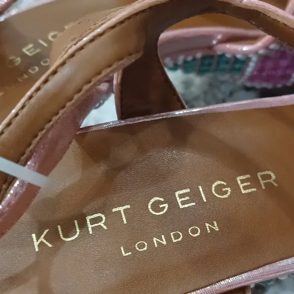 NEW Kurt Geiger London Kensington Glitz Rainbow Rhinestone Platform Sandals 38