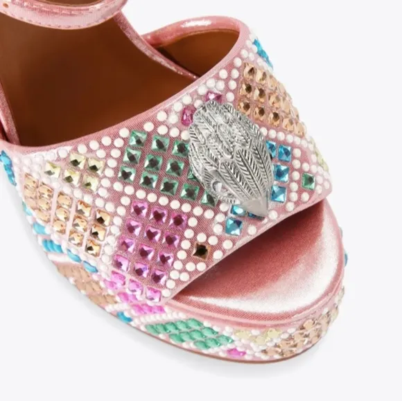 NEW Kurt Geiger London Kensington Glitz Rainbow Rhinestone Platform Sandals 38
