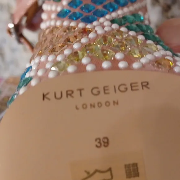NEW Kurt Geiger London Kensington Glitz Rainbow Rhinestone Platform Sandals 38