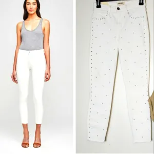 NEW L'AGENCE Margot Hi Rise Skinny Jeans  Crystals Rhinestones Ankle Luxury