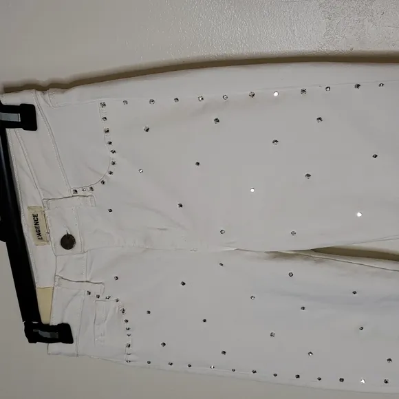NEW L'AGENCE Margot Hi Rise Skinny Jeans  Crystals Rhinestones Ankle Luxury