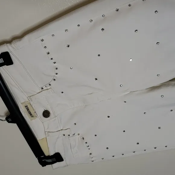 NEW L'AGENCE Margot Hi Rise Skinny Jeans  Crystals Rhinestones Ankle Luxury