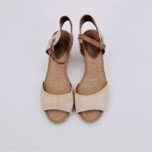 New Lucky Brand Sandals Espadrilles Wedge Tan Cream Size 8.5 NWOT