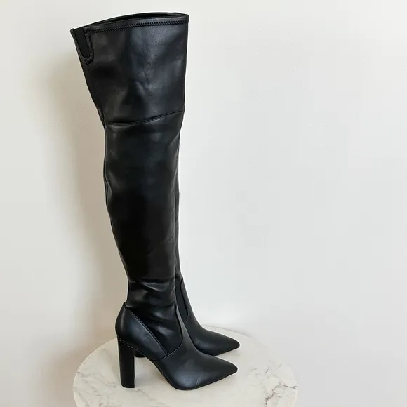 NEW Marc Fisher LTD Garalyn 2 Black Embossed Over-The-Knee Boots Size 7.5 M