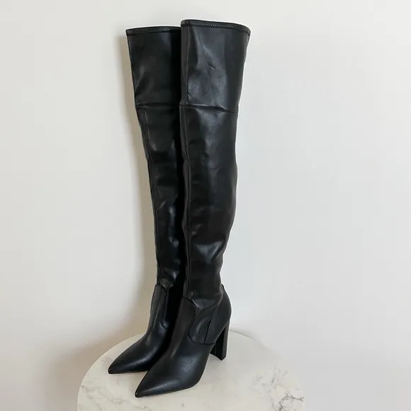 NEW Marc Fisher LTD Garalyn 2 Black Embossed Over-The-Knee Boots Size 7.5 M