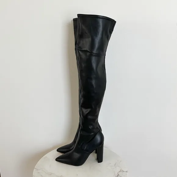 NEW Marc Fisher LTD Garalyn 2 Black Embossed Over-The-Knee Boots Size 7.5 M