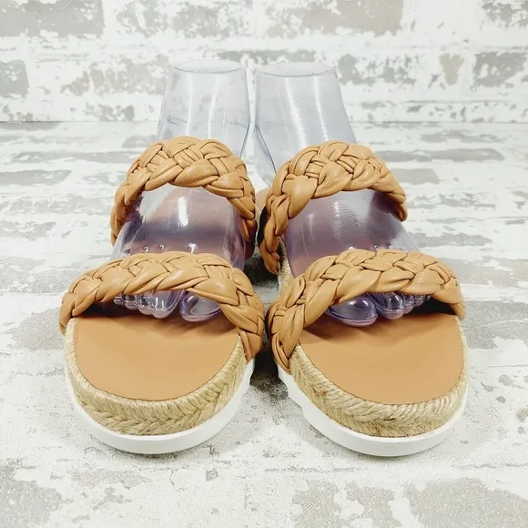New Marc Fisher LTD Jaimee Leather Braided Espadrilles Sandals X260