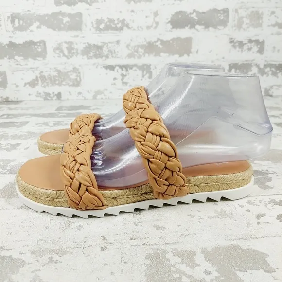 New Marc Fisher LTD Jaimee Leather Braided Espadrilles Sandals X260