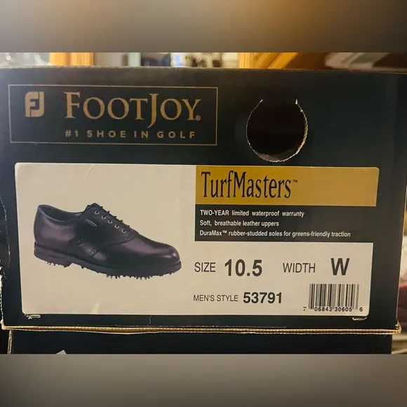 NEW Men’s FootJoy Turf Masters Golf Shoes10 1/2 W Black Leather NEW