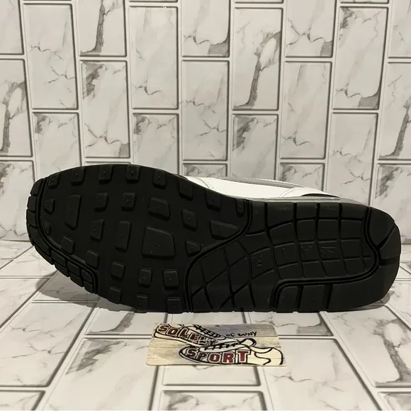 New Nike Air Max 1 Nike ID Silver Black White Leather Custom Shoes Mens 9