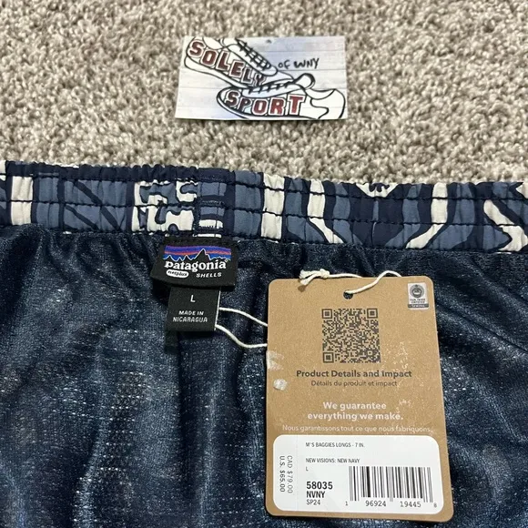 New Patagonia Baggies Long 7” Shorts Swim Trunks Board Surf Blue Mens M and L