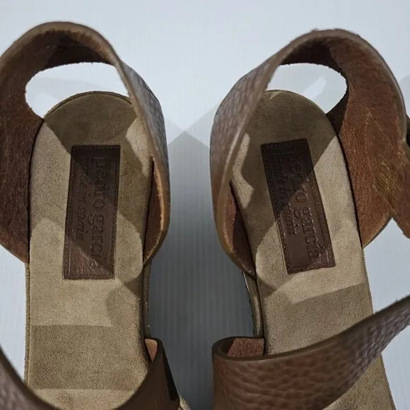 NEW Pedro Garcia Fely Wedge Sandal Brown Leather Suede EU Size 41