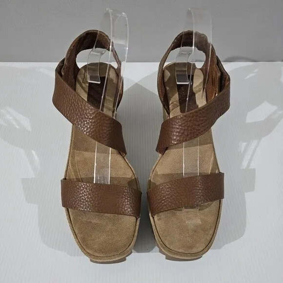 NEW Pedro Garcia Fely Wedge Sandal Brown Leather Suede EU Size 41