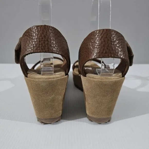 NEW Pedro Garcia Fely Wedge Sandal Brown Leather Suede EU Size 41