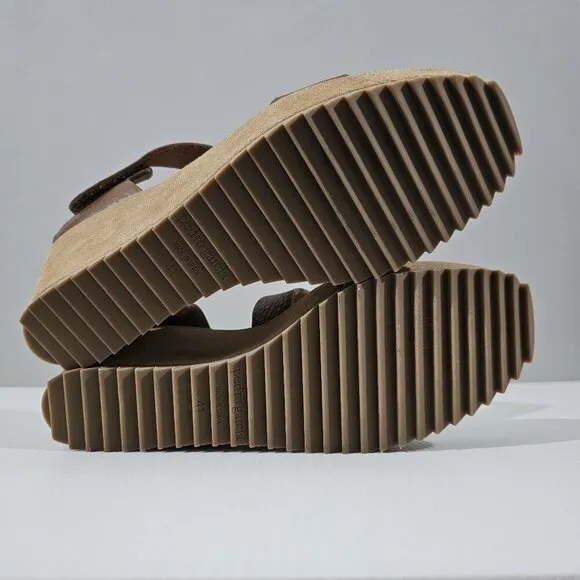 NEW Pedro Garcia Fely Wedge Sandal Brown Leather Suede EU Size 41