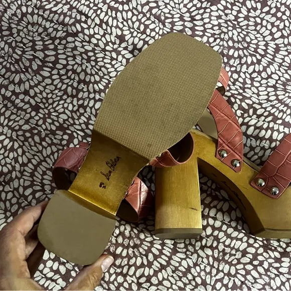 New Sam Edelman Rosalind Platform Heeled Sandals in Terra Rose Croc Size 8.5
