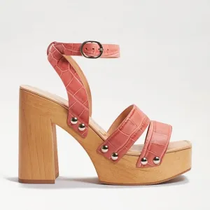 New Sam Edelman Rosalind Platform Heeled Sandals in Terra Rose Croc Size 8.5