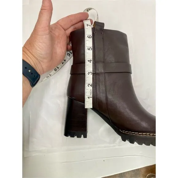 New See by Chloé Hana Ankle Boot Cedar Brown Heel Women’s 38 or 7 Luxury NWOB