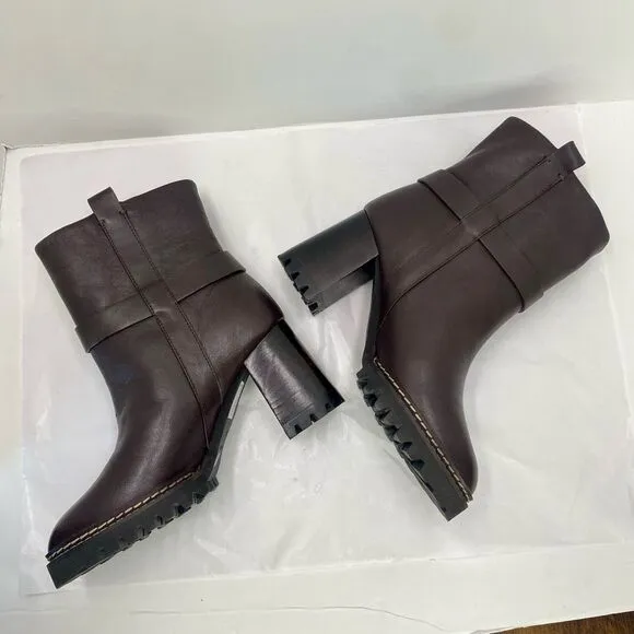 New See by Chloé Hana Ankle Boot Cedar Brown Heel Women’s 38 or 7 Luxury NWOB