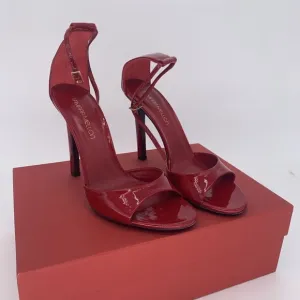 NEW TAMARA MELLON WHISPER 90 Red Patent Leather Peep Heels Shoes {$650} 39.5