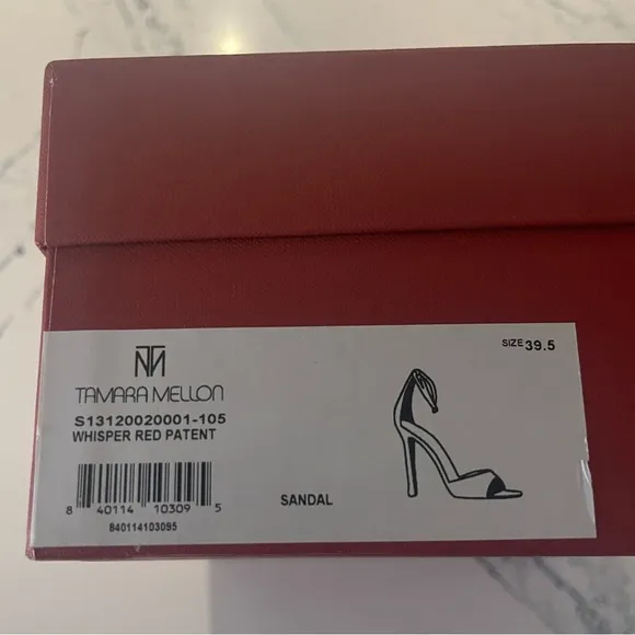 NEW TAMARA MELLON WHISPER 90 Red Patent Leather Peep Heels Shoes {$650} 39.5