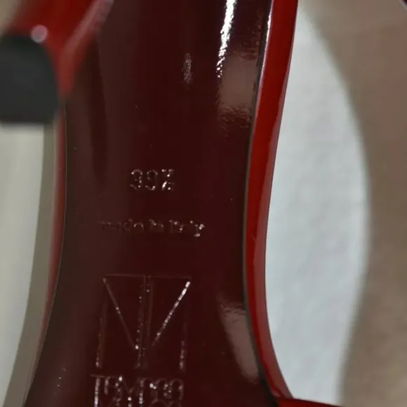 NEW TAMARA MELLON WHISPER 90 Red Patent Leather Peep Heels Shoes {$650} 39.5