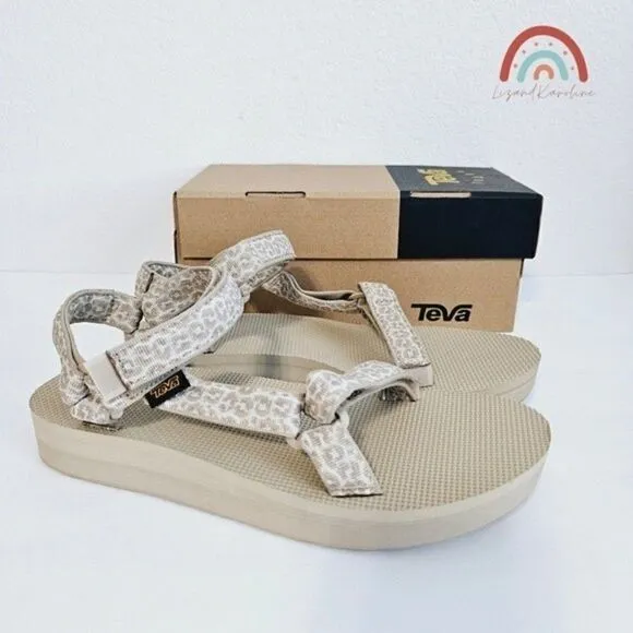 New! Teva Midform Universal Platform Leopard Strappy Outdoor Sandals