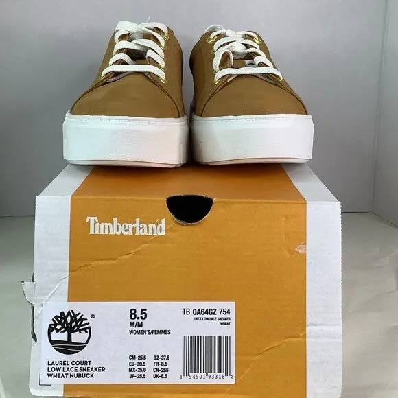 New! Timberland Laurel Low Top Lace-Up Wheat Nubuck Women’s Shoes Sz 8.5/9.5/10