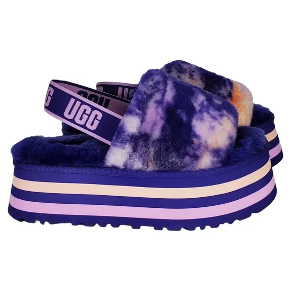 New Ugg disco slide stripe graphic strap platform slippers sandals violet night