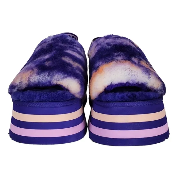 New Ugg disco slide stripe graphic strap platform slippers sandals violet night
