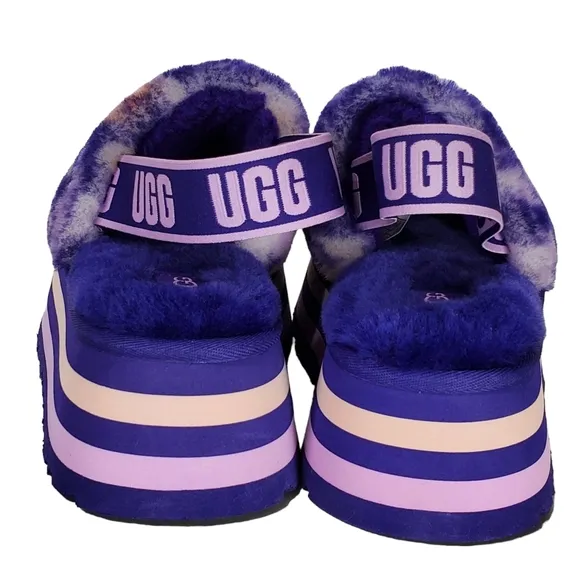 New Ugg disco slide stripe graphic strap platform slippers sandals violet night